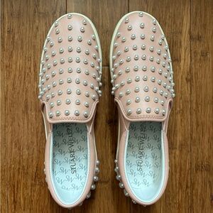 Stuart Weitzman Pink Pearl Slip On Sneakers